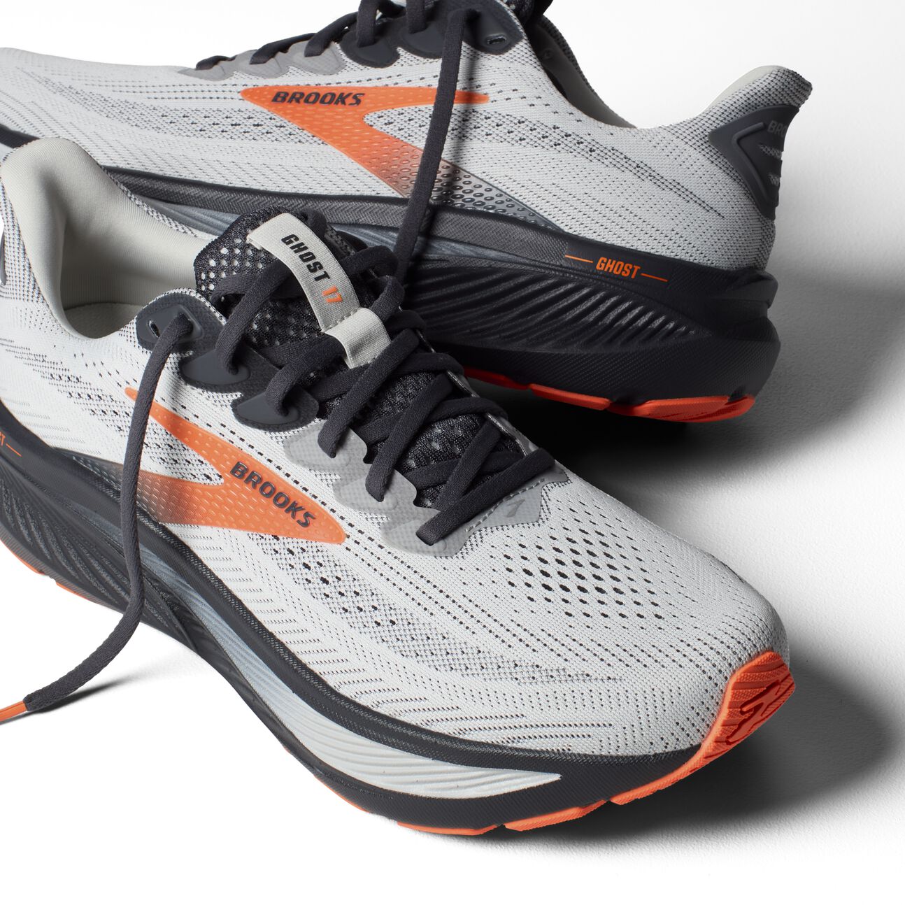 Brooks Ghost 17 (Men's) - Oyster Mushroom/Orange/Ebony