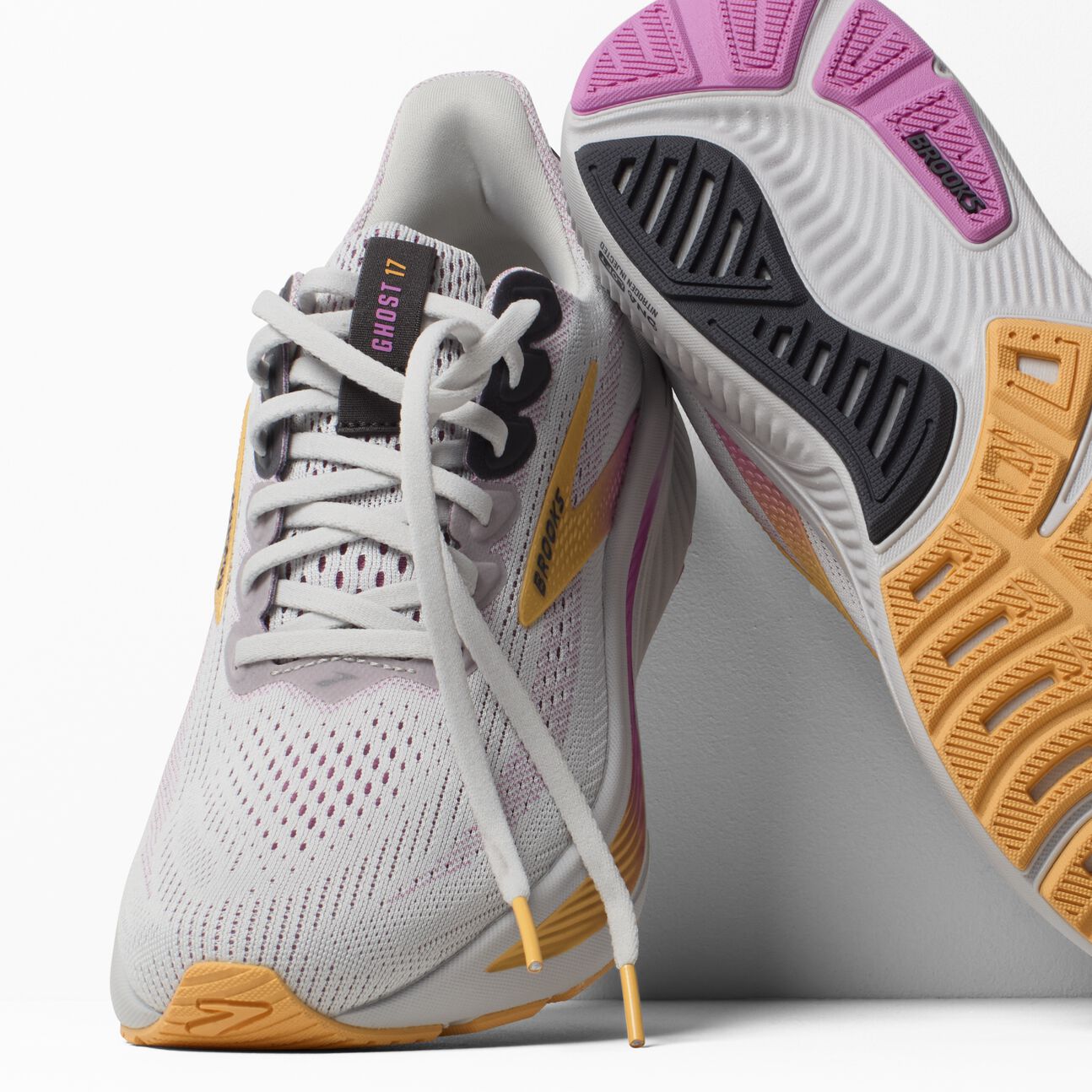 Brooks Ghost 17 (Women's) - Oyster/Apricot/Pink