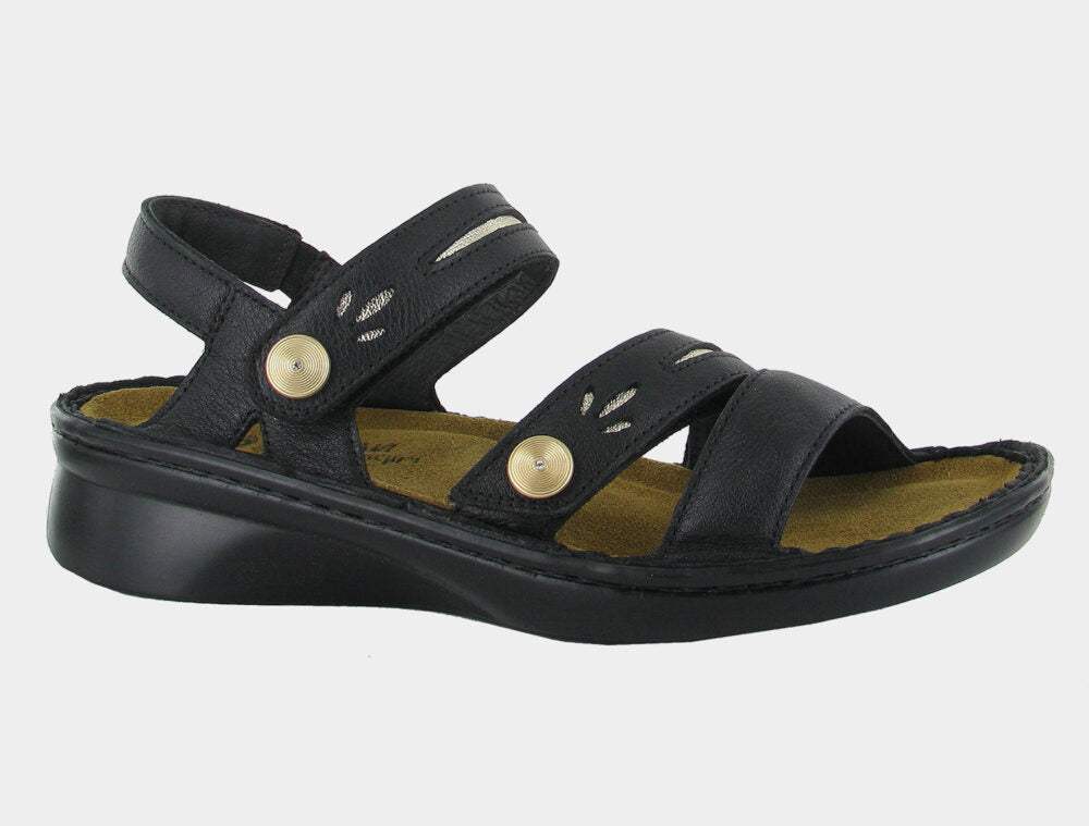 Naot Cadence (Women's) - Black Soft Leather/Radiant Gold