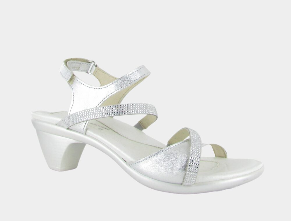 Naot Innovate (Women's) - Soft Silver Leather with Clear Rhinestones