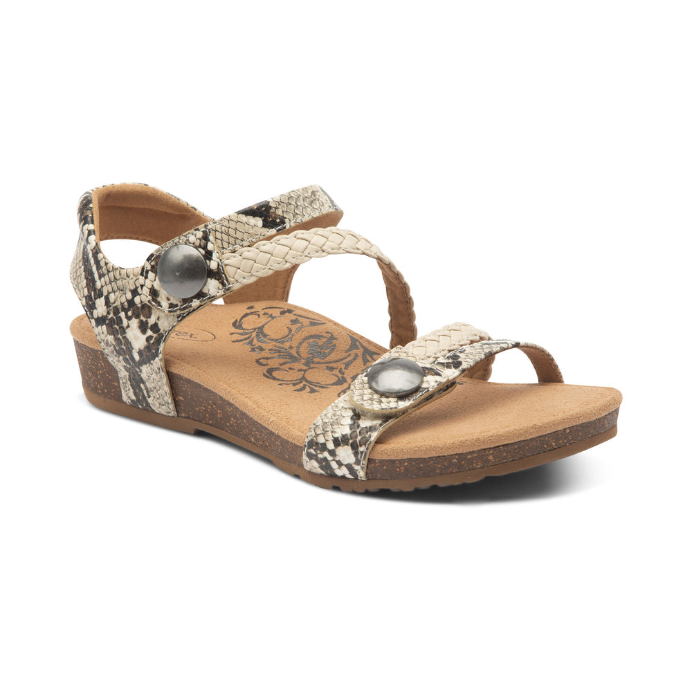 Aetrex Jillian Braided Quarter Strap Sandal (Women's) - Snake
