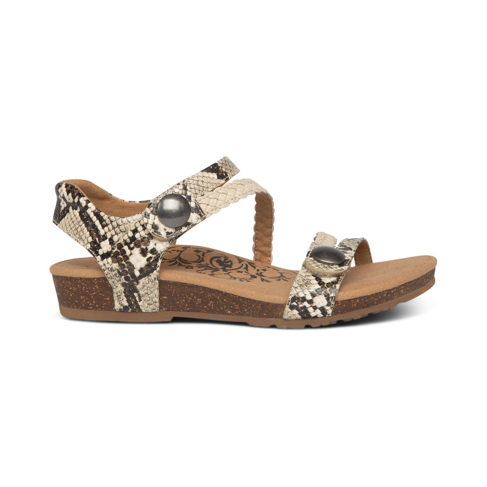 Aetrex Jillian Braided Quarter Strap Sandal (Women's) - Snake