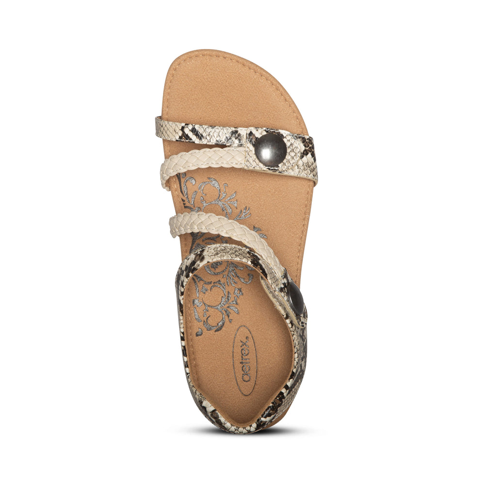 Aetrex Jillian Braided Quarter Strap Sandal (Women's) - Snake