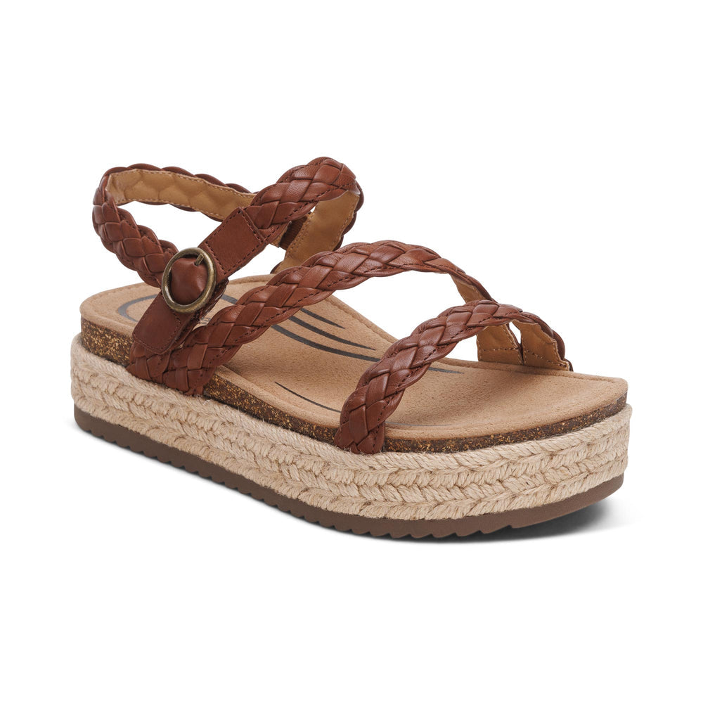 Aetrex Julia Arch Platform Sandal (Women's) - Walnut