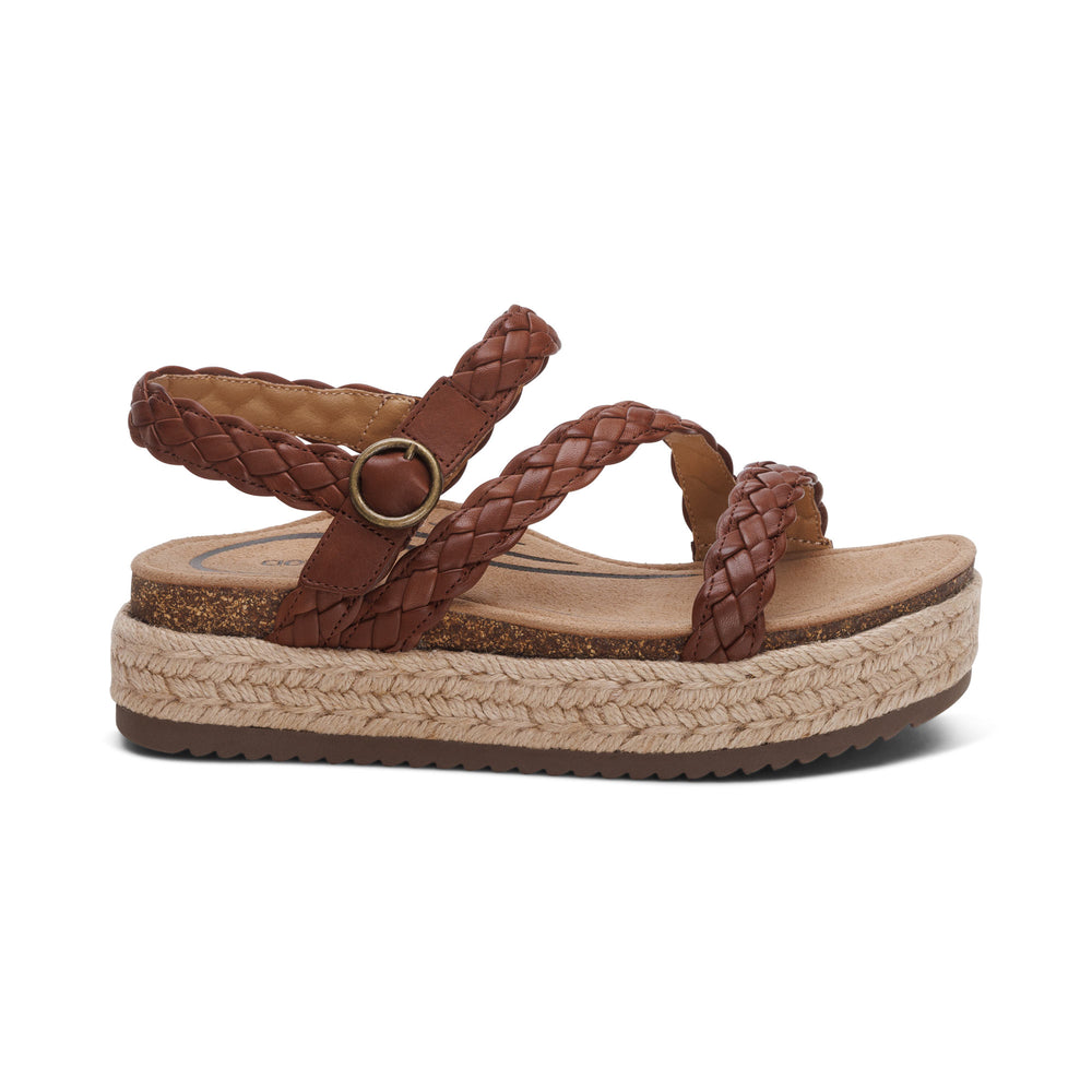 Aetrex Julia Arch Platform Sandal (Women's) - Walnut