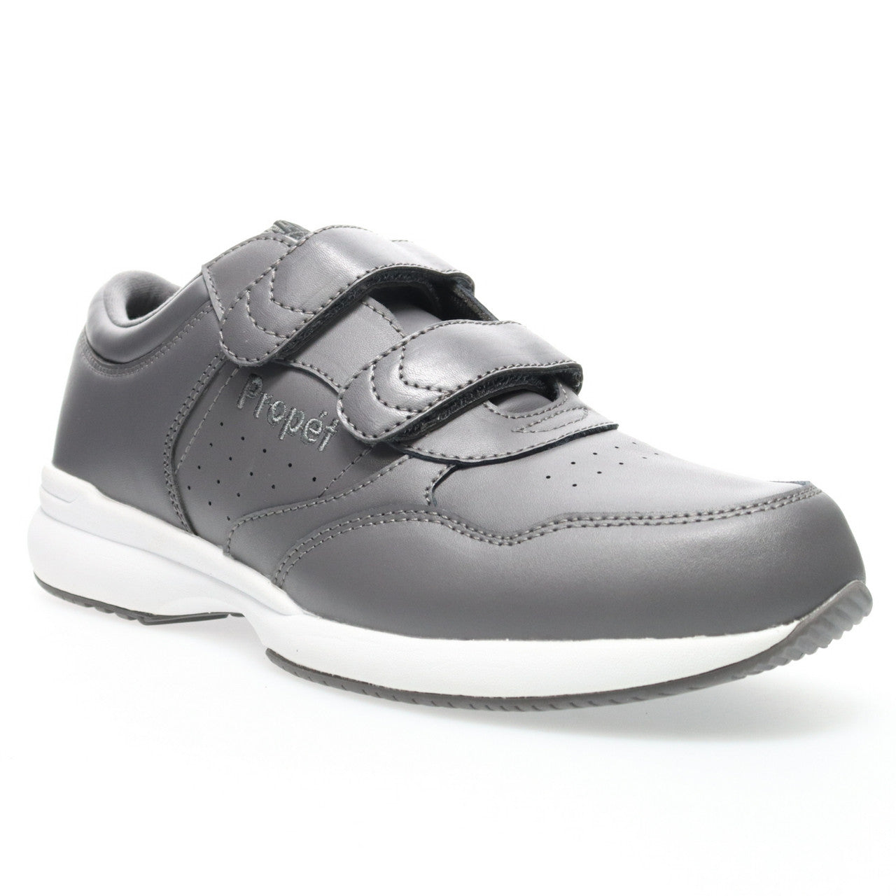 Propet LifeWalker Strap Orthopedic Leather Sneaker (Men's) - Dark Grey