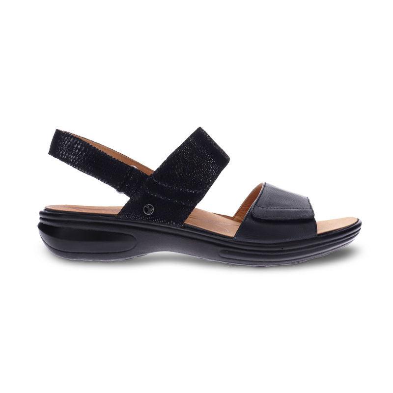 Revere Como Back Strap Leather Sandals (Women's) - Black