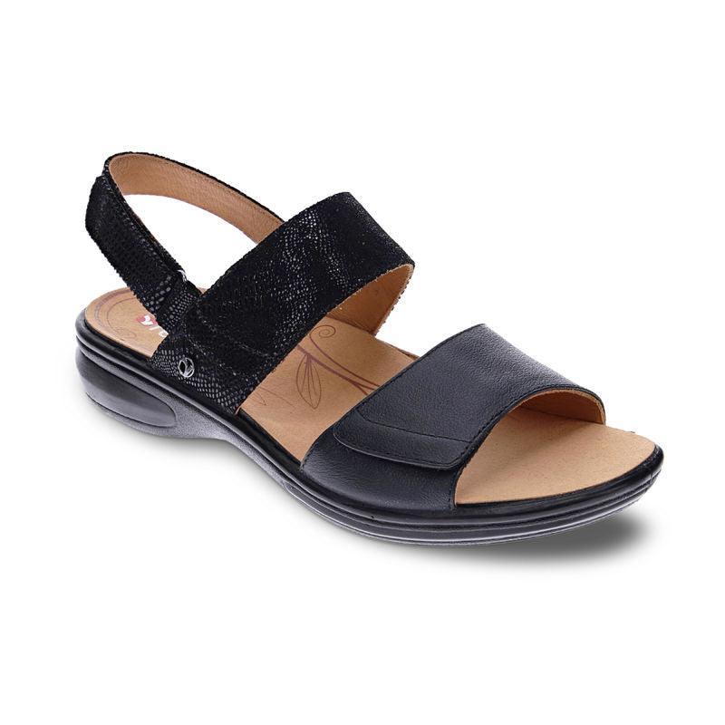 Revere Como Back Strap Leather Sandals (Women's) - Black