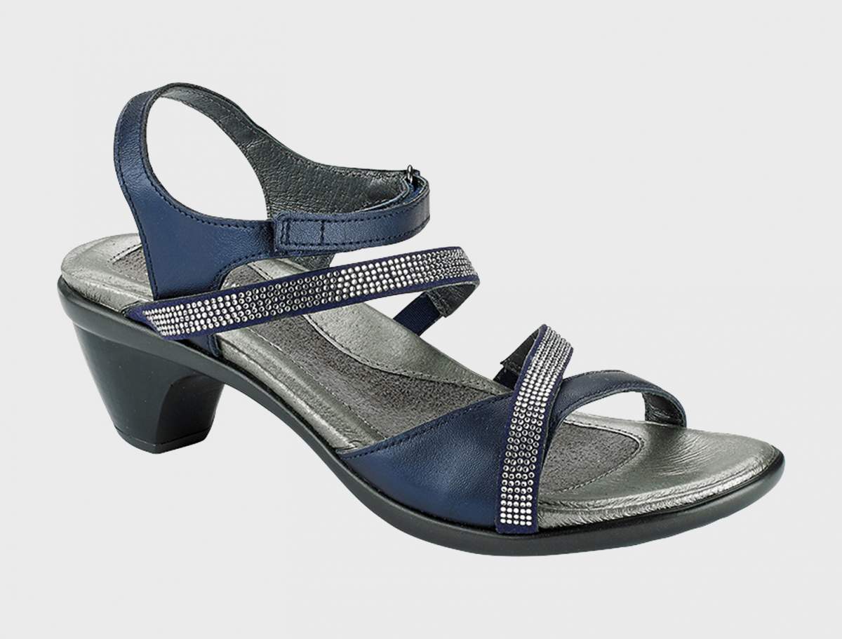 Naot Innovate (Women's) - Polar Sea Leather/Navy w/ Clear Rhinestones